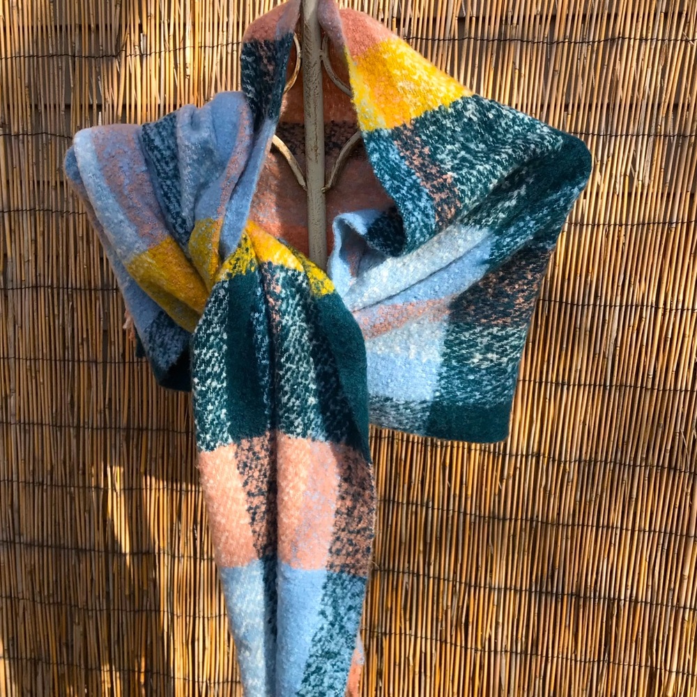 Maurices Blue Plaid Oblong Scarf
